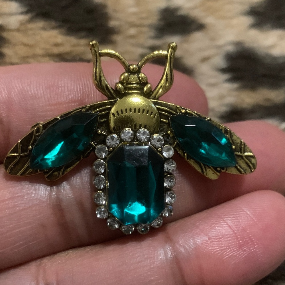 Elegant Gold and Green Insect Brooch